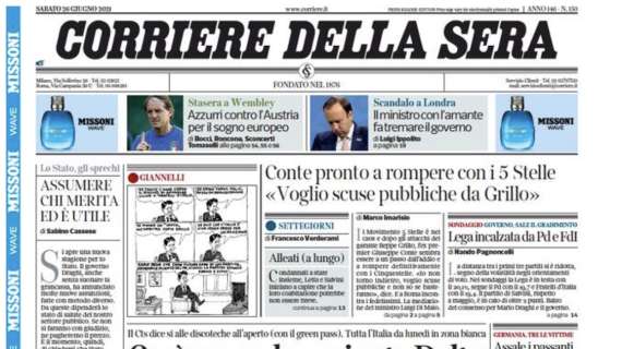 Corriere della Sera: "Azzurri contro l'Austria per il sogno Europeo"