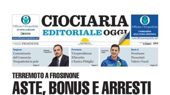 Ciociaria Oggi apre così stamani in prima: "Frosinone: presentati Valeri e Vural"