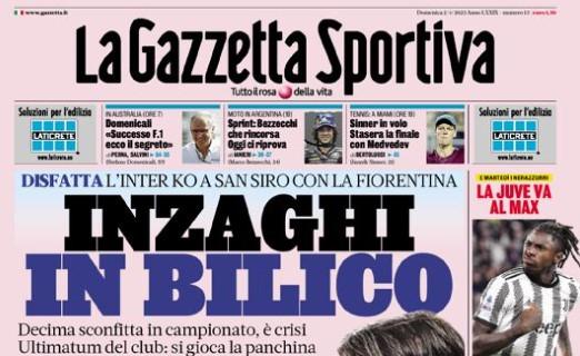 L'apertura de La Gazzetta dello Sport dopo la sconfitta dell'Inter: "Inzaghi in bilico"
