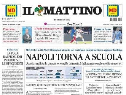 Il Mattino titola: "I giovani di Spalletti all'assalto del Belgio: li guida Di Lorenzo"