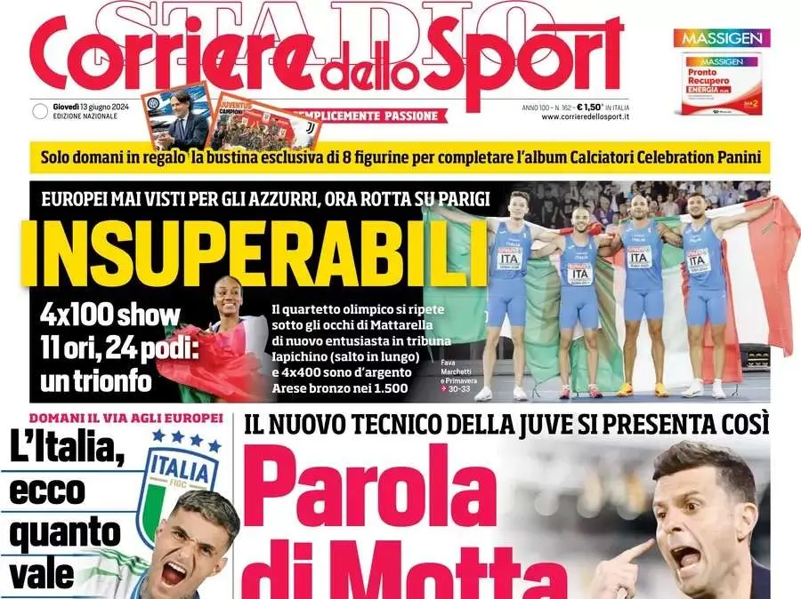 Ambizione con Thiago Motta. Il Corriere dello Sport apre: "Per rendere felici i tifosi della Juve"