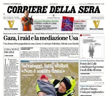 Il Corriere della Sera in prima pagina: "Il Milan crolla in casa e l'Inter scappa"