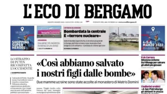 L'Eco di Bergamo: "Atalanta, la sfida alla Roma è scontro per la Champions"