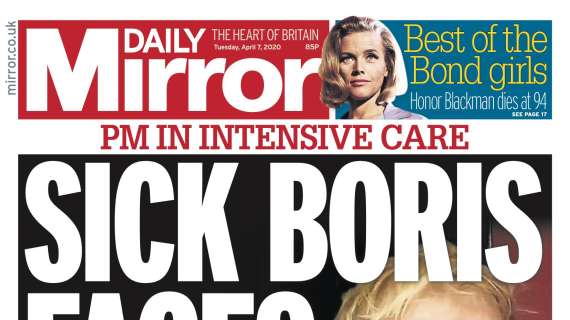 Boris Johnson in terapia intensiva: le aperture dei quotidiani inglesi
