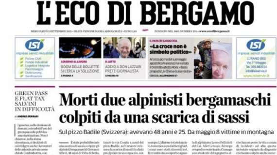 L'Eco di Bergamo in prima pagina: "L'Atalanta si è ritrovata, bel pareggio col Villarreal"