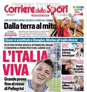 La prima pagina del Corriere dello Sport è sul 2-2 dell'Olimpico: "L'Italia viva"