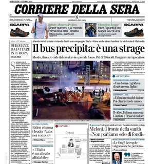 CorSera in apertura sulla Champions: "Inter, 3 punti d'oro. Napoli ko con il Real"