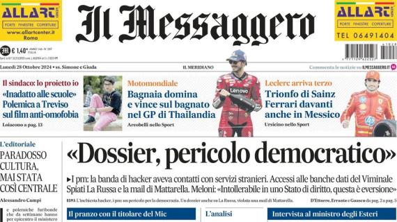 Il Messaggero in prima pagina: "Roma, Juric verso l'addio. La Lazio vola con le big"