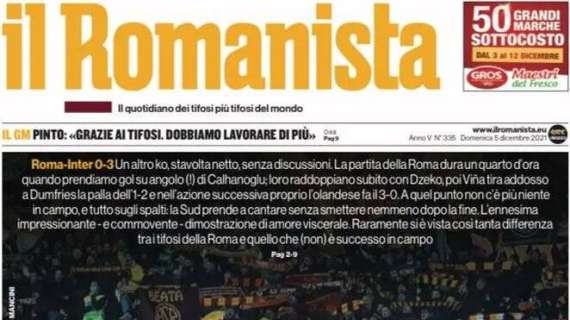Roma travolta dall'Inter, Il Romanista salva i tifosi e titola: "Solo loro"