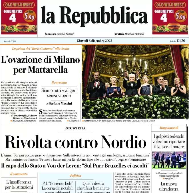 La Repubblica oggi in prima pagina sui Mondiali: “Marocco, il gol che unisce arabi e africani”