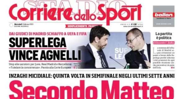 L’apertura odierna del Corriere dello Sport dopo il trionfo dell’Inter: “Secondo Matteo”