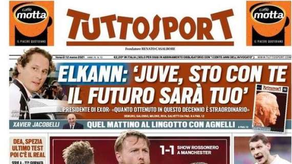 L'apertura di Tuttosport: "Diavolo che Milan!". Kjaer strappa il pari allo United