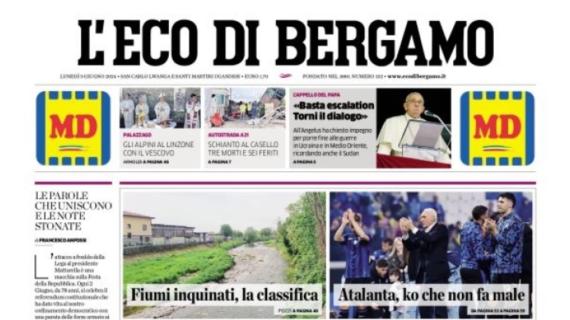 L’apertura dell’Eco di Bergamo: “Atalanta, ko che non fa male”