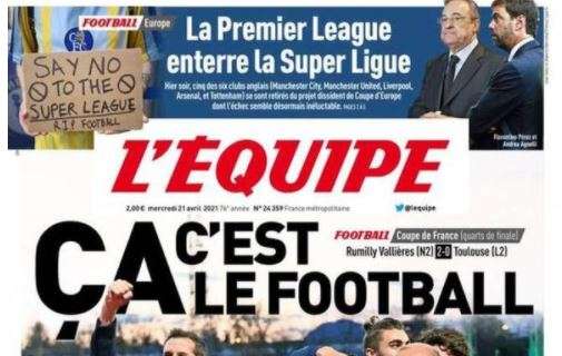 L'Equipe in prima pagina: "La Premier League seppellisce la Superlega"