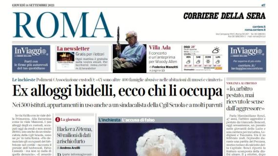 La prima pagina del Corriere di Roma: "Lazio, Immobile a caccia di rivincita"