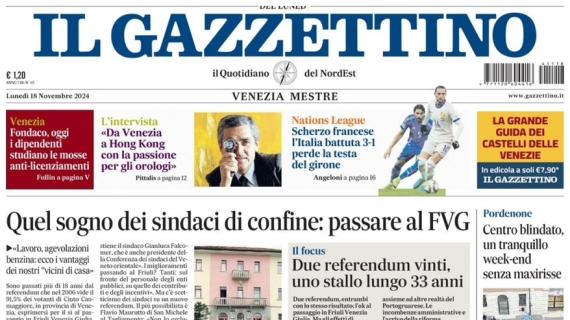 Il Gazzettino: "Scherzo francese, l'Italia battuta 3-1 perde la testa del girone"