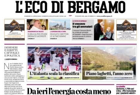 L'Eco di Bergamo dopo il 3-1 a Cremona: "L'Atalanta scala la classifica"