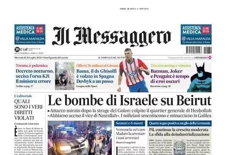 Il Messaggero in prima pagina: "Roma, il ds Ghisolfi è volato in Spagna. Dovbyk più vicino"