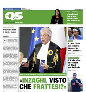 La prima pagina del QS apre con le parole di Moratti: "Inzaghi, visto che Frattesi?"
