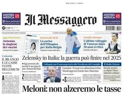 Il Messaggero apre sul match degli azzurri: "La carica dell'Olimpico per Italia-Belgio"