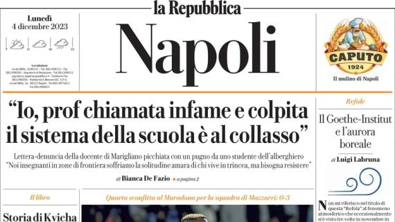 La Repubblica Napoli: "Azzurri in ginocchio, trionfa l'Inter: addio alla lotta Scudetto"