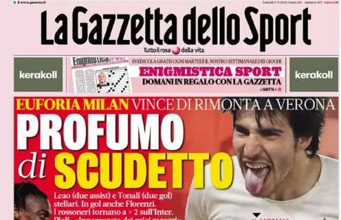 L'apertura de La Gazzetta dello Sport sul Milan: "Profumo di scudetto"