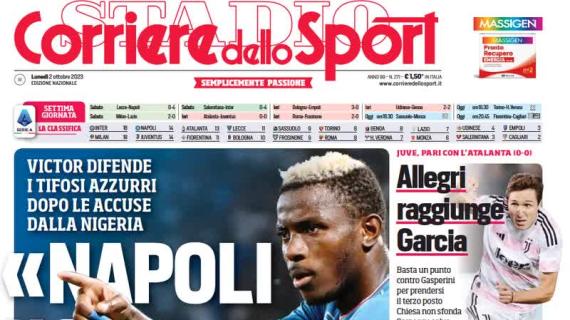 L'apertura del Corriere dello Sport: "Osimhen nega le accuse e difende i tifosi del Napoli"
