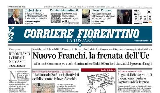 La prima pagina del Corriere Fiorentino sulla ripresa dei gigliati: "Dolori viola"