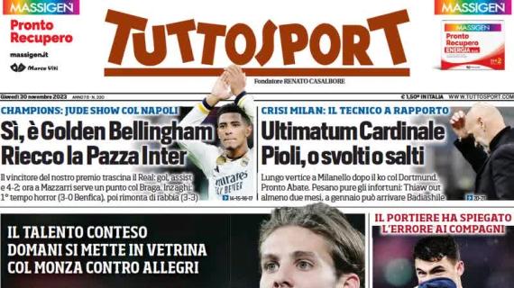 Tuttosport in prima pagina su un derby di mercato: "Colpani, è ancora Juve-Inter"