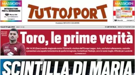 Tuttosport in prima pagina sul Fideo: "Scintilla Di Maria"