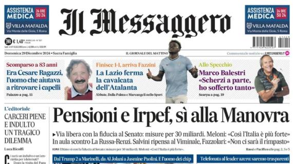 Il Messaggero in taglio alto: "La Lazio ferma la cavalcata dell'Atalanta"