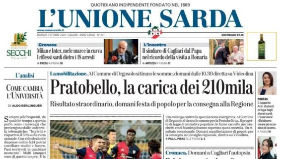 La gioia dell'Unione Sarda in prima pagina: "Il Cagliari risorge a Parma"