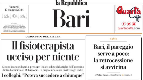 Repubblica (ed. Bari): "Il pareggio serve a poco: la retrocessione si avvicina"
