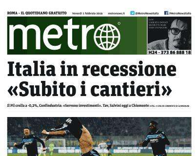 Inter ko in Coppa Italia, Metro ed.Roma: "Lazio di rigore!"