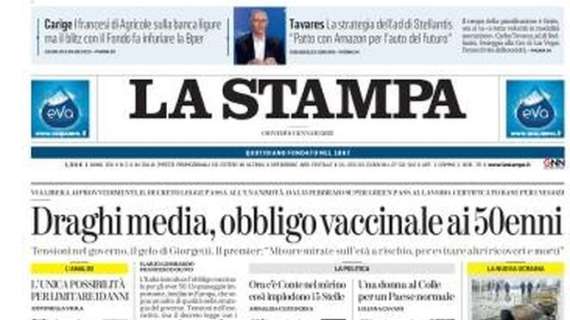 La Stampa in apertura sul caos annullamenti causa contagi: “Stop Toro, Juve in campo”