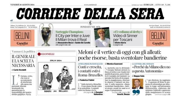 Corriere della Sera: "Nuova Champions più spettacolare: si parte il 17 settembre"