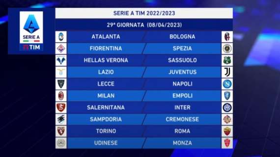 Serie A, 29^ giornata: arriva Lazio-Juventus, il Milan ospita l'Empoli e l'Inter va a Salerno