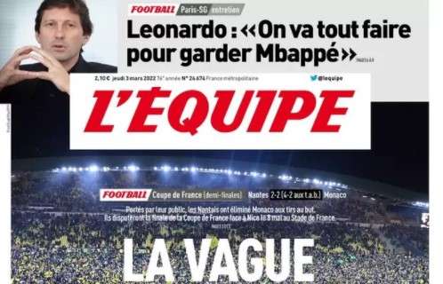 L'apertura de L'Equipe dopo il 4-2 del Nantes ai rigori contro il Monaco: "L'onda gialla"