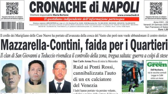 Cronache di Napoli apre: "Conte sfida la Juventus. Mercato, Adeyemi in pole"