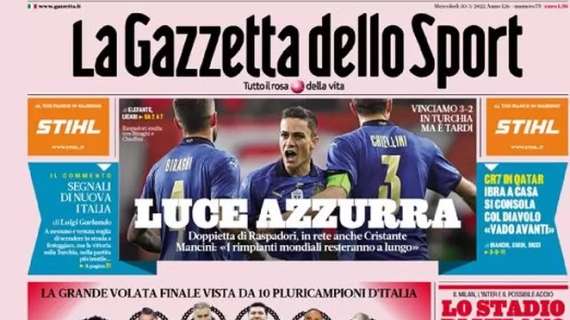 L’apertura de La Gazzetta dello Sport sulla corsa al titolo: “I signori scudetto votano Milan”