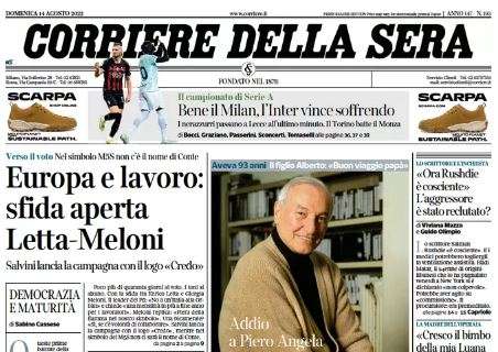 Corriere della Sera in taglio alto: "Bene il Milan, l'Inter vince soffrendo"