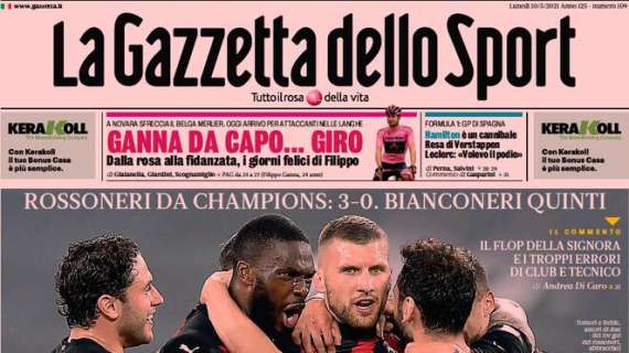 L'apertura odierna de La Gazzetta dello Sport sul 3-0 dei rossoneri: "Milan meraviglia"