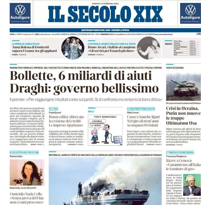 Il Secolo XIX: "Genoa-Venezia a specchio tra la salvezza di oggi e i campioni di domani"