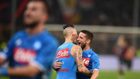 Napoli, Mertens abbraccia Hamsik sui social dopo aver raggiunto il suo record di gol