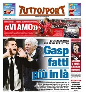 La Juventus attende l'Atalanta. Tuttosport in prima pagina: "Gasp fatti più in là"