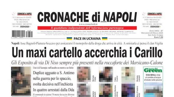 Cronache di Napoli, l'apertura: "Super sfida col Milan, al Maradona incassi da capogiro"