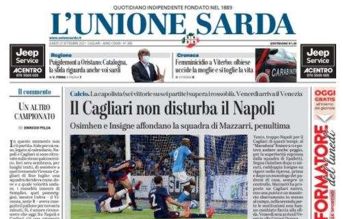 L'Unione Sarda in prima pagina: "Il Cagliari non disturba il Napoli"