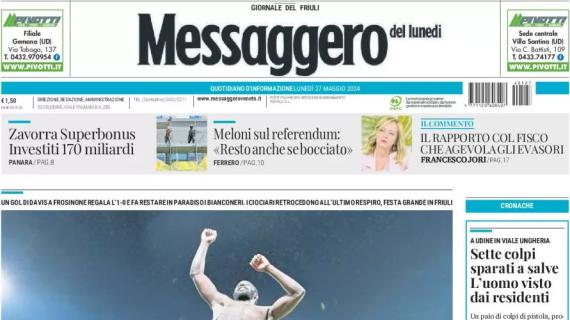 L'apertura de Il Messaggero Veneto sui bianconeri friulani: “Udinese SalvA"