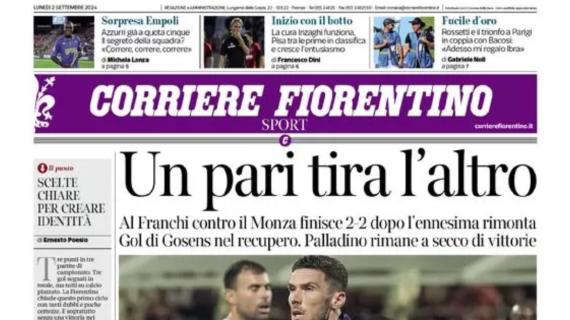 Corriere Fiorentino in apertura sul 2-2 della Fiorentina col Monza: "Un pari tira l'altro"