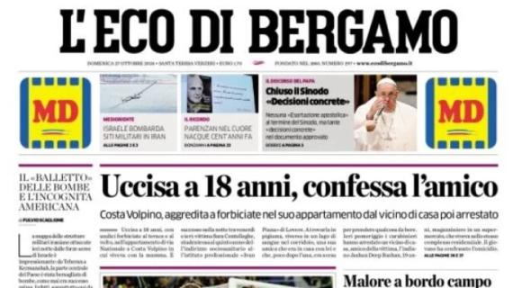 L'Eco di Bergamo titola in prima pagina: "L'Atalanta dà spettacolo, 6-1 al Verona"